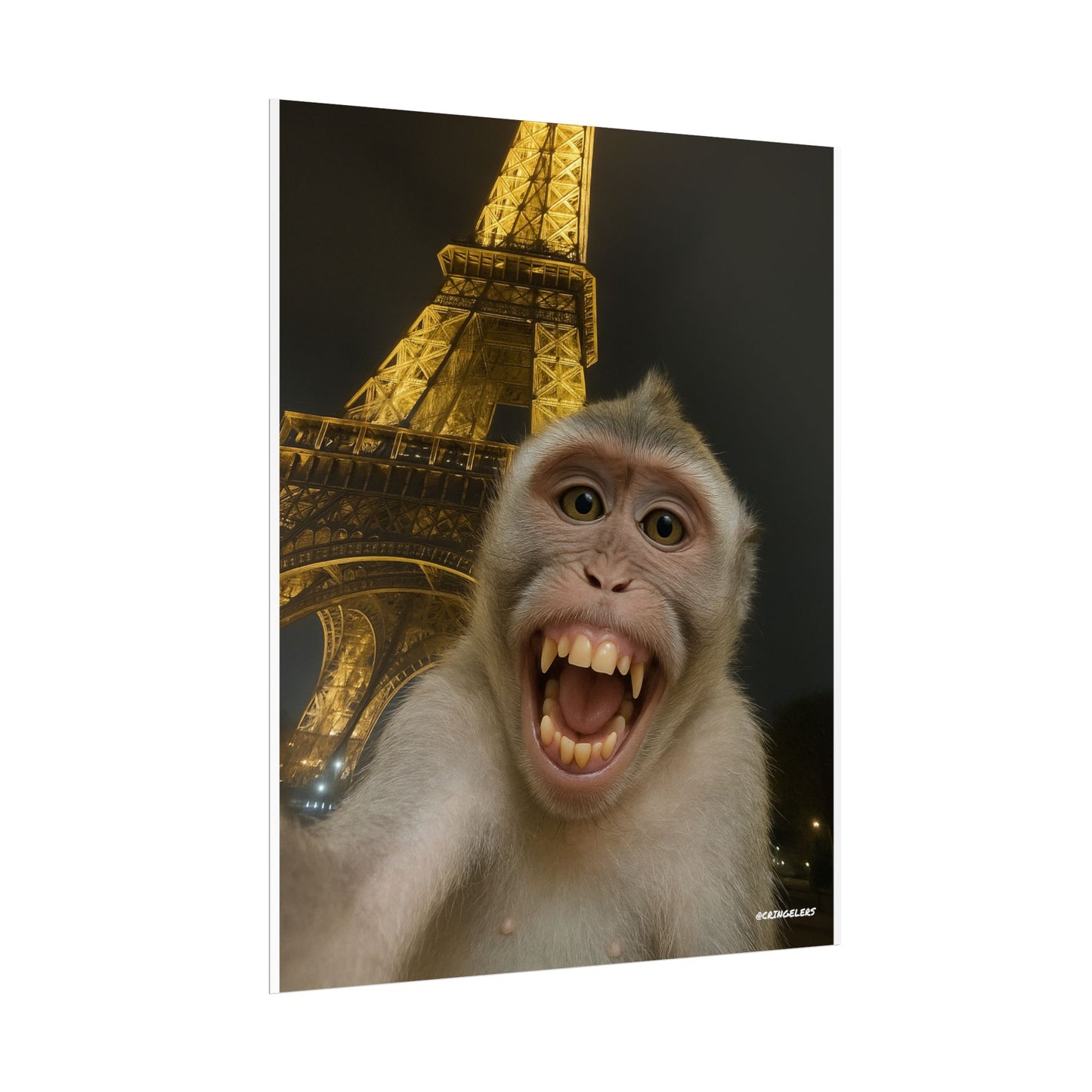 Brainrot Poster - Eiffel Tower Monkey Selfie by @CRINGELERS