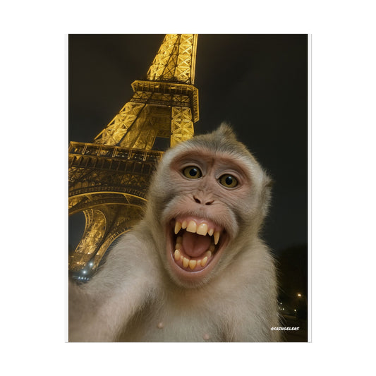 Brainrot Poster - Eiffel Tower Monkey Selfie by @CRINGELERS