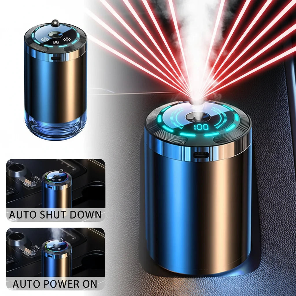 Difusor de aromas inteligente para coche - Ambientador recargable (5 niveles ajustables)