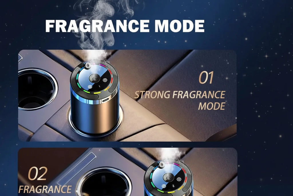 Difusor de aromas inteligente para coche - Ambientador recargable (5 niveles ajustables)
