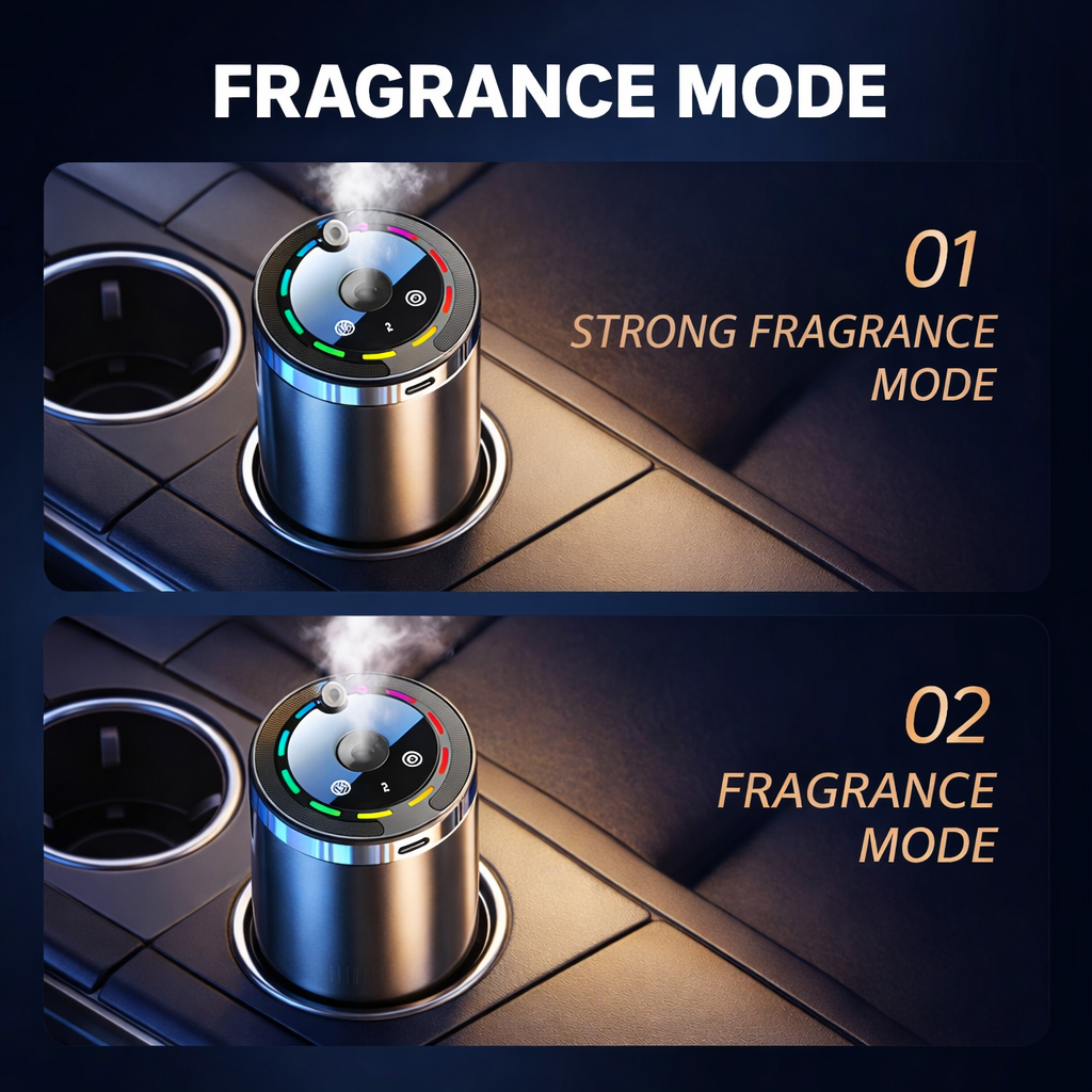 Difusor de aromas inteligente para coche - Ambientador recargable (5 niveles ajustables)