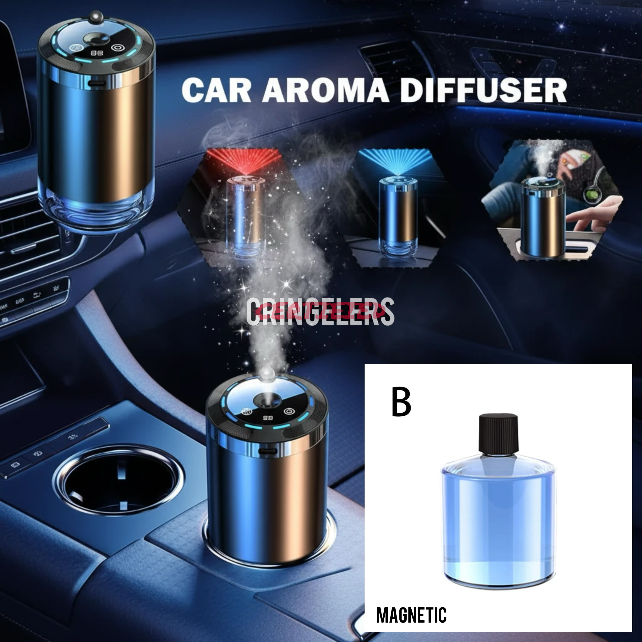 Difusor de aromas inteligente para coche - Ambientador recargable (5 niveles ajustables)